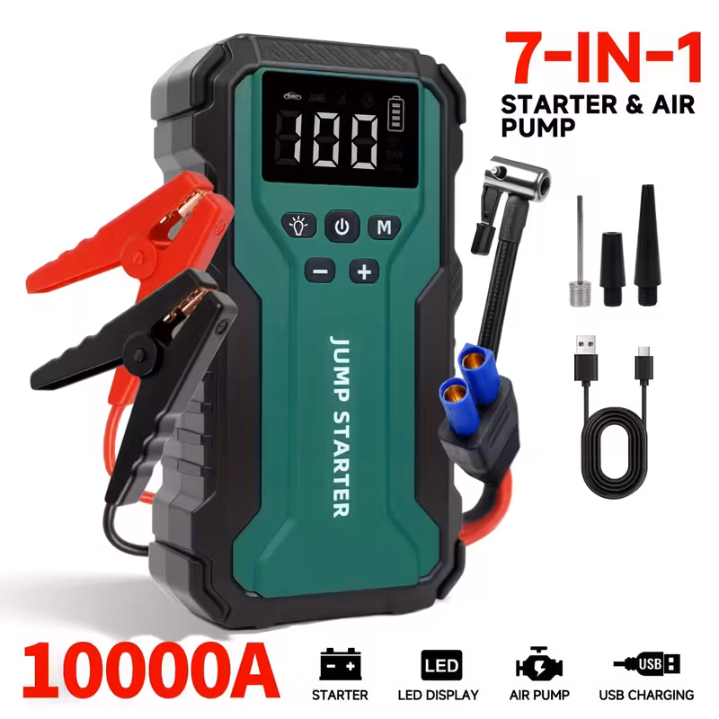10000A 7-in-1 Multi-functional Emergency Start Power Supply with Air Pump - $23.13 at Temu