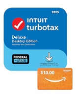 Intuit TurboTax Deluxe Desktop Edition 2025, Federal & State Tax Return with Gift Card - $45 at Amazon.com