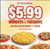 Cicis Pizza $5.99 Buffet - $5.99 at online store